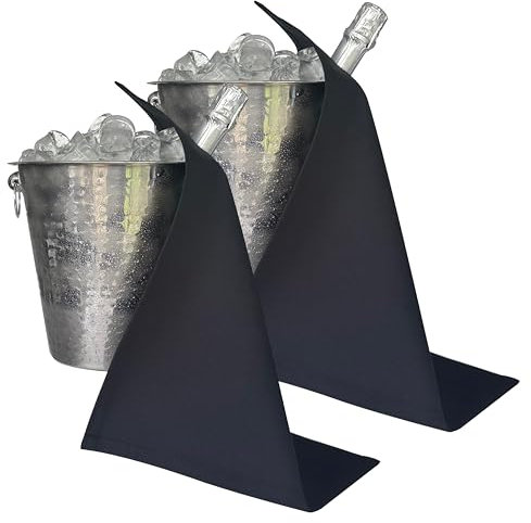 BOTTLECLOTHS - Original Collection, Bottle Cloths for Ice Buckets, Cotton, 42 cm, Corner Hole, Stitched Circle (Black, Pack of 2)