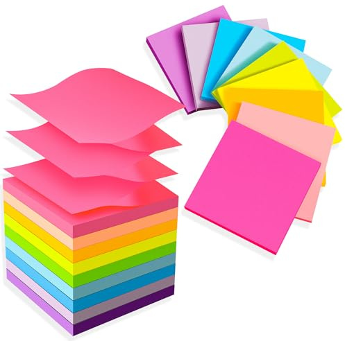 (18 Pads) Pop Up Sticky Notes 3x3in with 9 Bright Colors for Office, School