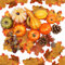 Lunriwis 70 Stück künstliche Kürbisdekorationen, Herbstdekorationsset, Kürbisse, Ahornblätter, Eicheln, Tannenzapfen, Halloween, Erntedank, Partydekorationen für drinnen und draußen Dekorationsbedarf