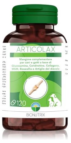 ARTICOLAX | Integratore Articolazioni Cane e Gatto | 120 CPR Appetibili | Alto Dosaggio | Antinfiammatorio | Glucosamina, Condroitina, Collagene, MSM, Boswellia e Artiglio del Diavolo | BioNutrix ®