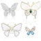JIEYAO 4 Stück Schmetterlings Broschen für Damen, Strass Perlen Broschennadeln Modische Kristall Schmetterling Brosche Pins Elegante Anstecknadel Clip Gold Abzeichen für Schal Mantel Kleidung Hochzeit