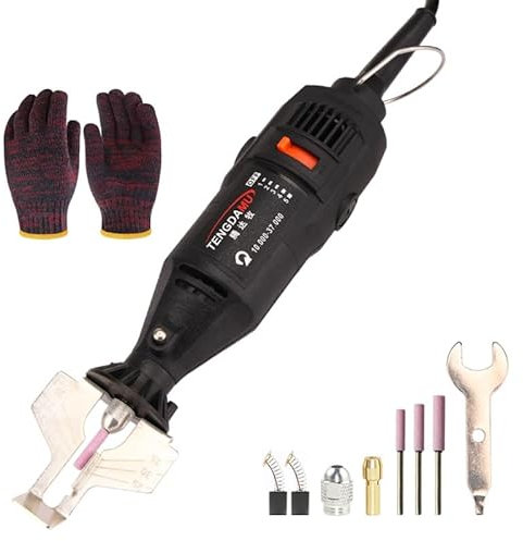 Affûteuse électrique pour chaîne de tronçonneuse, avec 3 têtes de meulage, alimentation secteur, 5 vitesses – pour un affûtage précis des chaînes, ponçage du bois, du jade et du rotin