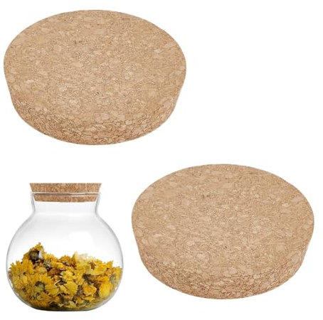 AHANDMAKER 2Pcs Large Cork Lids for Jar 3.7 to 4 Inch Wood Tapered Plugs Replacement Wine Bottle Cork Lids for Mason Jars, Glass Bottles, Wine Beer Bottle, Canning Jars and Pottery