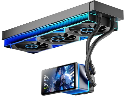 Jungle Leopard PF 360 CPU Water AIO Cooler Liquid Cooling|5.5-inch LCD Magnetic Screen|360mm ARGB Infinity Mirror 2000RPM PWM Fan|Lower Noise ≤30DBA|for Intel LGA1851/1700/1200/115X AMD AM4/AM5-Black