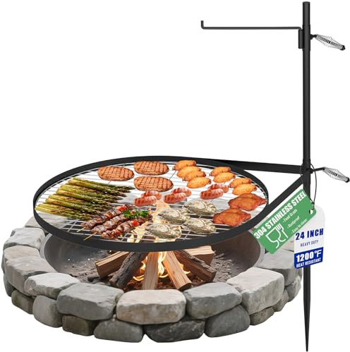 Toriexon 24 Fire Pit Grill w/304 Stainless Steel Grate, Portable Carry Bag