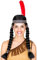 dressforfun Perücke mit Zwei geflochtenen Zöpfen | schwarz + Haarband mit Federn | Indianerin Squaw Fasching