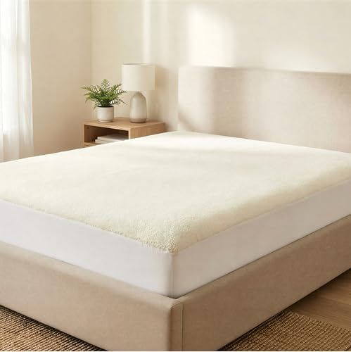 Thermal Fleece Under blanket Cot Bed Mattress Protector – Soft and Comfortable Extra Deep Fluffy Fleece Protector – Elasticized Corners – Faux Sheepskin Mattress Cover - 15cm Depth (Cot Bed)