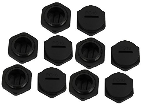 sourcingmap 10pcs PG16 Nylon Male Threaded Cable Gland Cap Round Screw-in Cover Black