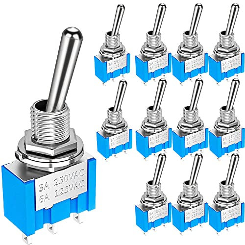 Gebildet 12 piezas MTS-103 Mini Interruptor de Palanca 125VAC 6A, 3 pines 3 posiciones ON/OFF/ON SPDT, Micro Interruptor Basculante de Enclavamiento