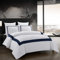 OSVINO Housse de Couette 200x200 cm avec 2 Taie d'oreiller 50x75 Parure de lit Blanche et Marine avec Fermeture éclair en Microfibre Set Housse de Couette 2 Personnes Douce