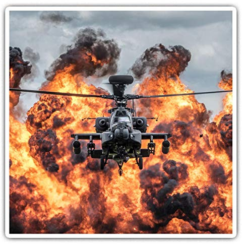 Awesome Square Sticker (Set mit 2 Stück) 7,5 cm – Apache Army Attack Helikopter Fire Fun Aufkleber für Laptops, Tablets, Gepäck, Scrapbooking, Kühlschränke, cooles Geschenk #12474, 10 cm