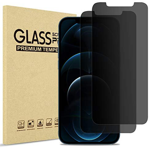 ProCase 2 Pack Privacy Screen Protector for iPhone 12 Pro Max 6.7’’ 2020, Tempered Glass Anti-Spying Black Dark Screen Film Guard