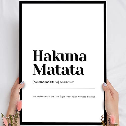 Elbeffekt Holzbild Hakuna Matata - personalisierbar zum Hinstellen/Aufhängen optional beleuchtet, birthday gift for women mit Spruch auf Holz - Wand-Bild Aufsteller Dekoration - persönliches Geschenk
