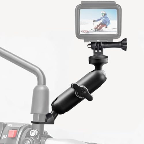 CAMOLO Motorrad Rückspiegelhalterung 360° verstellbar, Aluminium Motorrad Action Kamera Halterung, stabile Dash-Klemme,kompatibel mit Allen Serien GoPro Hero 6/7/8/9,AKASO,SJCAM,DJI Osmo YI und mehr