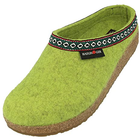 HAFLINGER Grizzly Franzl Filzpantoffel Hausschuh Filzclog Canarygreen, Gr. 40