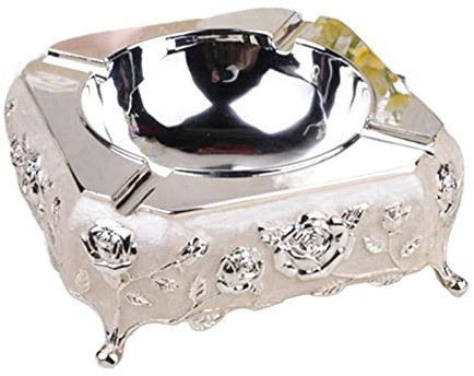 QOXEFPJZ aschenbecher Oval dreidimensionaler Rosettenmetall Europäer Aschenbecher, hochwertiger Zinklegierung Epoxy Aschenbecher for Esstisch und Couchtisch (Color : B)