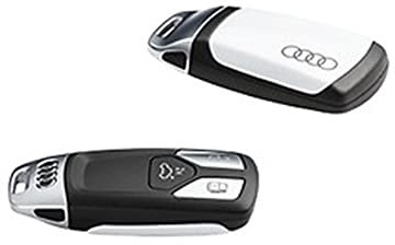Audi 8W0071208BS9R Coque de clé avec Logo à Anneaux, Uniquement pour clé 4M0959754 8W0959754 8S0959754 avec Barrette chromée (Blanc Glacier)