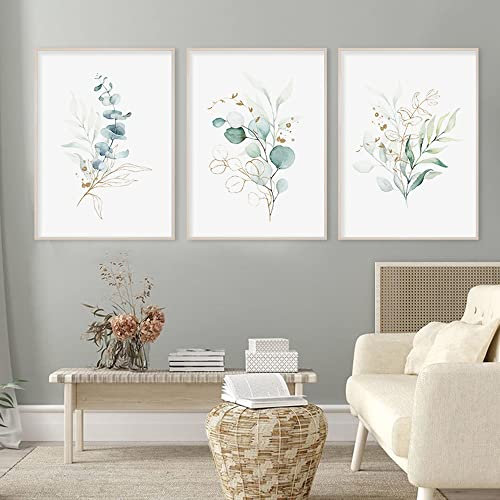 3 Tableau Botanique Poster Feuille Tropicale Affiche Plante Verte 30x40 Toile Aquarelle Nature Style Nordique Decoration Murale Salon Moderne sans Cadre