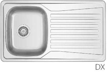 Fregadero empotrado de acero mod. LS02 86 x 50 cm 86 escurridor izquierdo