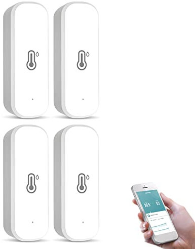 HOHOVYVY Mini Zigbee Thermometer Hygrometer Innen,Tuya Smart Thermometer Temperatursensor mit App Benachrichtigung und Datenspeicherung,für Babyzimmer,Gewächshaus,Weinkeller (Brauchen Zigbee Gateway)