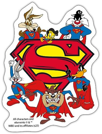 Spreadshirt Superman Logo Bugs Bunny Looney Tunes Mash Up Sticker, 10 x 10 cm, Mattweiß