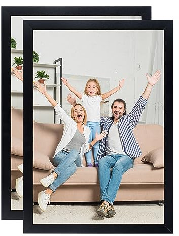 Hengsong Bilderrahmen A2(42x59.4),2 Stück Bilderrahmen Set,Mehrfach Bilderrahmen mit Acryglas&MDF für Family&Kinder,Hochzeitsgeschenk,ca.44.9x62.3cm,Schwarz