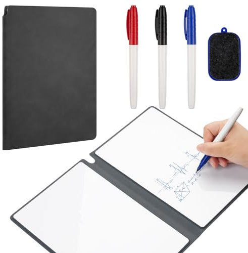 A5 Tableau Blanc Effaçable Portable, 17x24cm, Double Face Avec Stylos et Effaceur, Réutilisable Mini Pour Bureau, L'étude, Mémos etc.