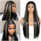 Sapphirewigs Lange gerade Perücke 13x6 Lace Front Perücke Schwarz Highlights Damen Gerade synthetische Haare 150% Dichte Party täglich tragen Weihnachten 26 Zoll