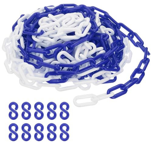 PATIKIL Blau/Weiße Kunststoffkette, 39 ft 8mm Absperrkette Sicherheitsbarriere für Personenführung, Warteschlangen, Parkplatz, Zaun, Tor, Konzert, Baustelle und Absperrung Von Flächen