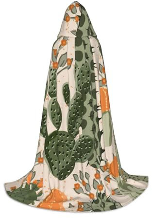 Capa con capucha con estampado de cactus verde para decoración de Halloween, carnaval, fiestas temáticas