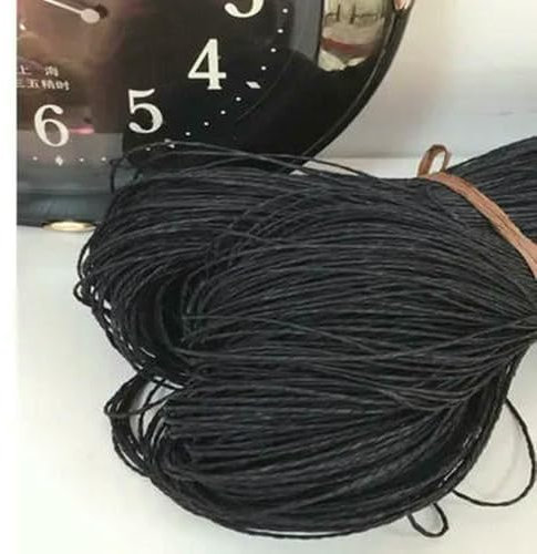 Optxzn Hilo de rafia de paja natural de 2 capas de 500 g, medio fino, para tejer a mano, sombreros, bolsas, papel de bricolaje, hilo de hierba de algodón, color negro suave