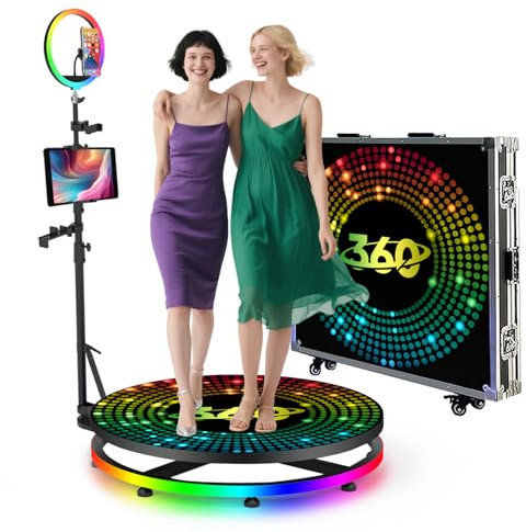 360 Photo Booth Machine for Parties,Automatic Slow Motion 360 Spin Camera Video Booth on APP Control,Logo Custom,RGB Light,with Flight Case (31.5inch(80cm))