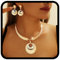 Handcess Klobiges Schmuck-Set, goldfarben, afrikanische Halskette, Ohrringe, Vintage-Stil, Statement-Halskette, Zubehör für Damen, Einheitsgröße, Metall, Kein edelstein