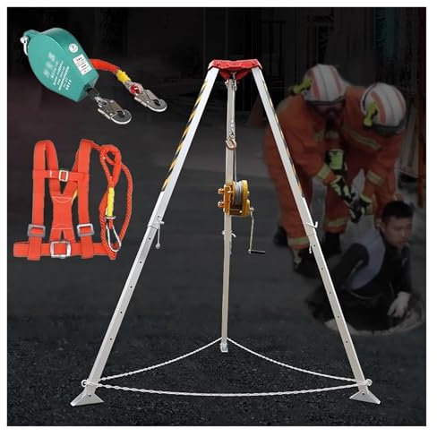 Hochleistungs-Dreibeinstativ für beengte Räume mit 2600 lbs Rettungswinde und Absturzsicherung, einziehbare Hebevorrichtung für die Sicherheit in Industrie, Feuerwehr und Bauwesen