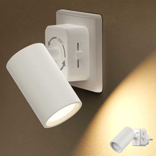 JandCase Nachtlicht Steckdose mit Dämmerungssensor, 320° Drehbar, Nachtlichter Dimmbar 0-100LM, 3000K Warmweißes, Steckdosenlicht Kinder für Flur, Treppe, Schlafzimmer