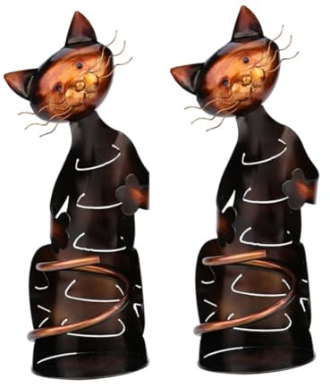Ksrnsne 2PCS Cat Wine Holder Rack Cat Shaped Wine Holder Cat Wine Bottle Holder Sculpture Stand Metal Decorative