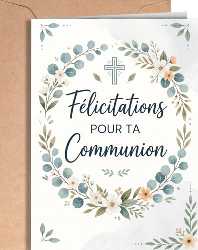 Greeting Cards for Everyone Carte de Félicitations Communion – Cadeau de Première Communion pour Garçon et Fille – Souvenir Religieux – Carte Élégante Vierge avec Enveloppe - EU 327