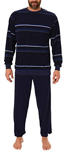 Eleganter Herren Frottee Pyjama Schlafanzug mit Bündchen, auch in Übergrößen - 281 101 93 708, Größe2:66, Farbe:blau