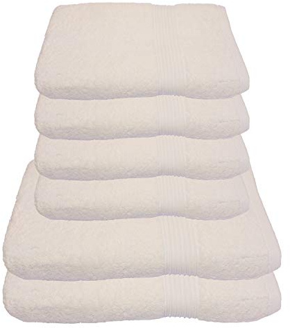 Julie Julsen 6 TLG Handtuchset 2 Badetücher 4 Handtüche Reine Baumwolle über 30 Farben Naturweiß