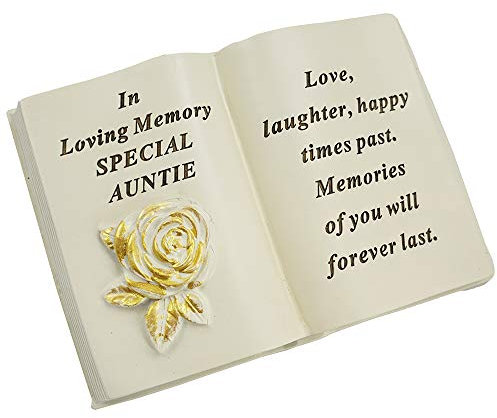 Angraves Special Auntie Brushed Gold Rose Memorial Graveside Book Plaque