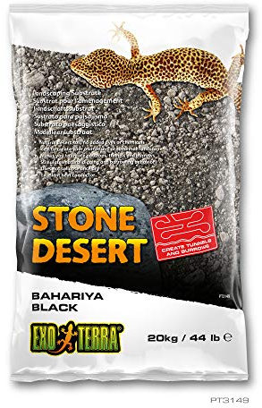 Exo Terra Bahariya Black Stone Desert, natuerlicher Wuestenboden, Wuesten Substrat, zur Formung von Felsenformationen, Tunneln und Hoehlen geeignet, 20kg
