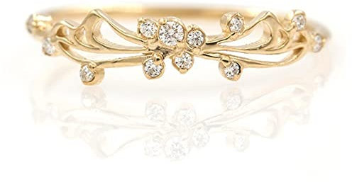Aotiwe Schmetterling Ring, Schmuck für Damen Kristall mit Zirkonia Kupfer Hochzeit Strass Ring, Frauen und Mädchen Gold Größe 52
