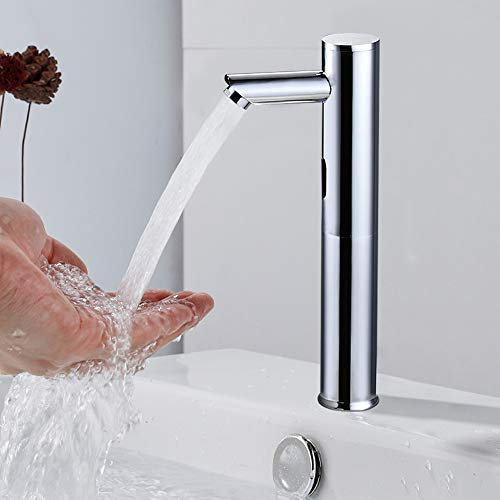 Automatisch Wasserhahn Infrarot Sensor Waschtisch Badarmatur Wassersparen Waschtisharmatur Handwaschbecken Automatisch Induktion Kaltwasser Armatur Küchenarmatur (H:20cm)