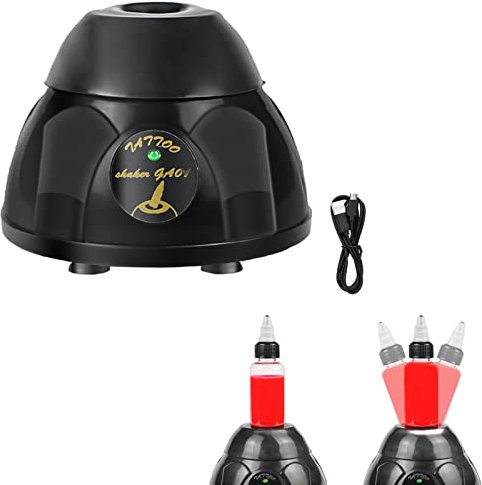 Vortex Mischer,Wiederaufladbarer USB Tinten Rührer,Vortex Schüttler mit 5200 U/min,6 Saugnapf-Design,Stoßfest&Stabil,Elektrischer Tattoo Pigmenttintenmischer,für Nagelstudios,Tätowierer(Schwarz)