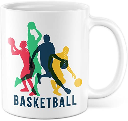 Basketball Tasse Geschenk Kaffee-Becher Geschenkidee Basketballspieler Kaffeetasse mit Motiv Basketballer Teetasse Becher Sport Basketball-Fan Basketball spielen (Weiß)
