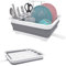 Goderewild Collapsible Dish Rack for Drying Dish，Space-Saving Foldable Dish Drainer - Dinnerware Storage Organizer for Kitchen Counter (Grey-drain plug-A)