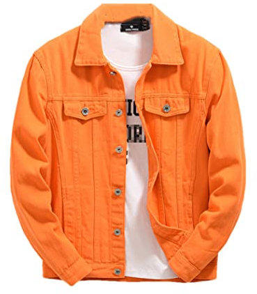 Haitpant Veste en jean classique pour homme - Orange violet - Simplicity, Orange, L
