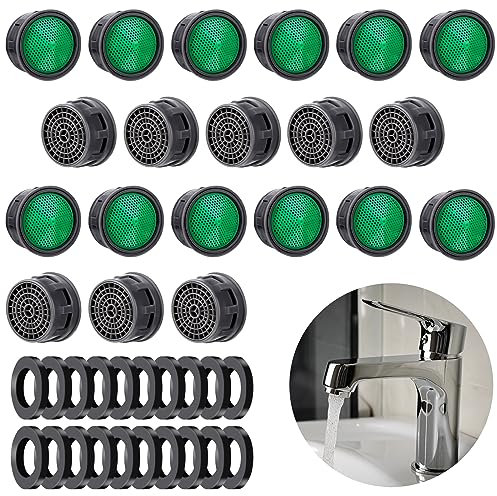 Amaxiu 20 pezzi Aeratori per rubinetto, di ricambio per aeratore per rubinetto con guarnizione, aeratori per rubinetto con limitatore di flusso, filtro per risparmio idrico, limitatore di flusso per