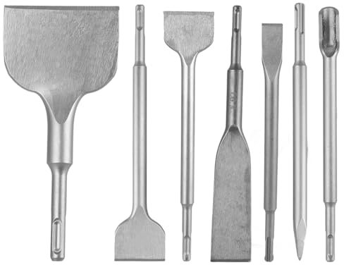 AKOLAFE 7 Pezzi Scalpello SDS Plus in Metallo Punte Sds Plus SDS Scalpello Per Piastrelle, Cemento, Pietra, Muratura