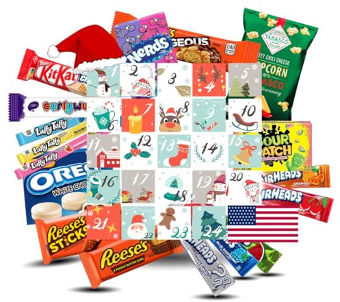 Amerikanischer Snack & Süßigkeiten Adventskalender - Süßes, Saures, Schokolade, Fruchtgummi
